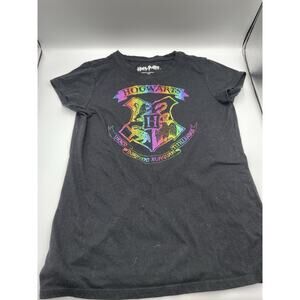 Girls Harry Potter T-Shirt 14/16 Rainbow Hogwarts Logo Castle Colorful Wizards